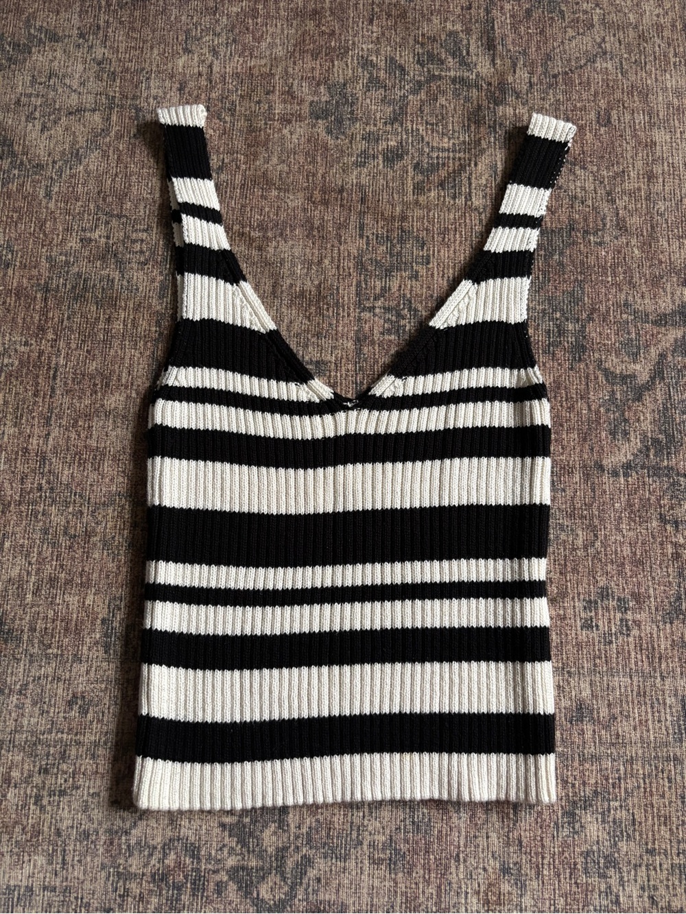 Maeve Anthropologie Black & White Striped Knit Tank Top Size S